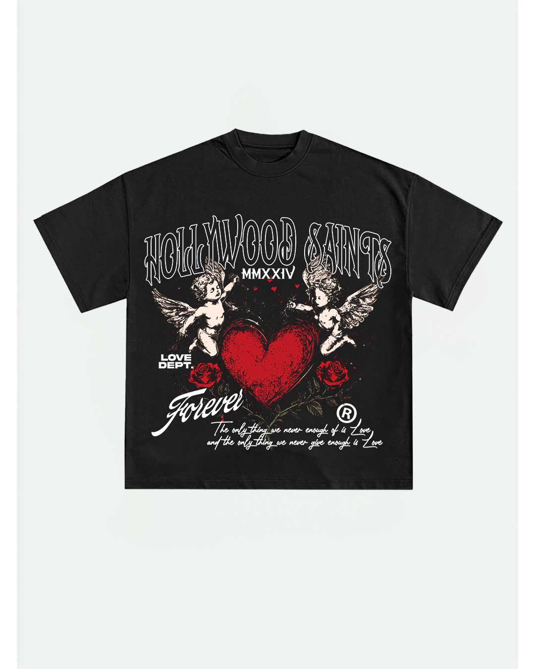 Hollywood Saints "Forever Love" Cherub Heart Graphic Tee