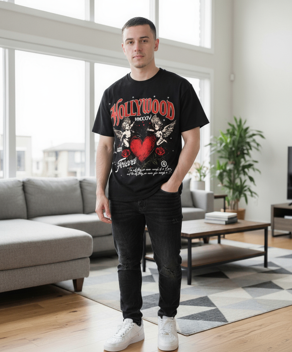 Hollywood Saints "Forever Love" Cherub Heart Tee