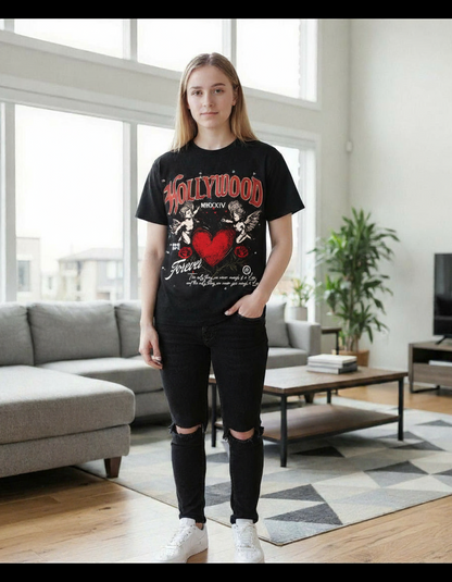 Hollywood Saints "Forever Love" Cherub Heart Tee