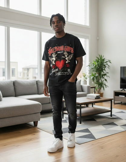 Hollywood Saints "Forever Love" Cherub Heart Tee