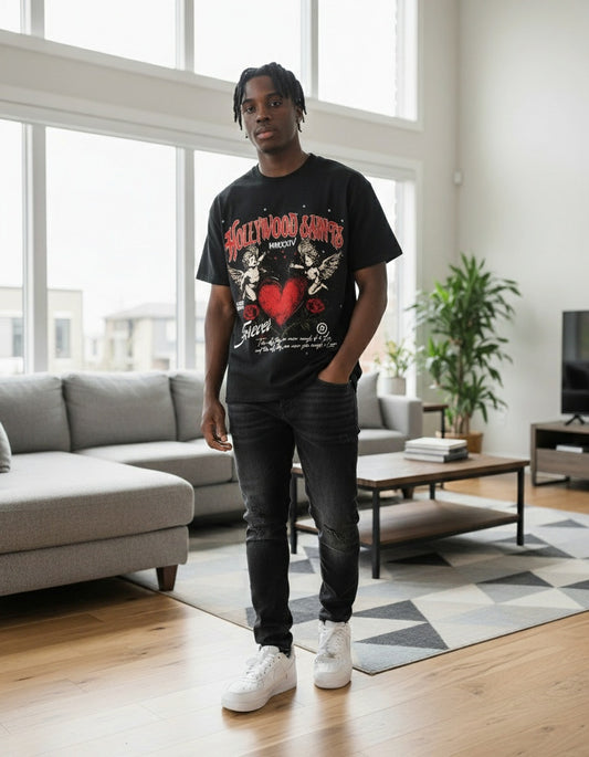 Hollywood Saints "Forever Love" Cherub Heart Tee