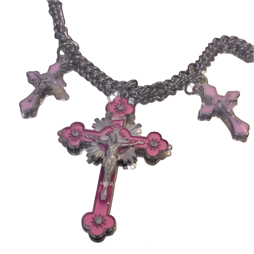 Hollywood Saints Cross Chain Pink