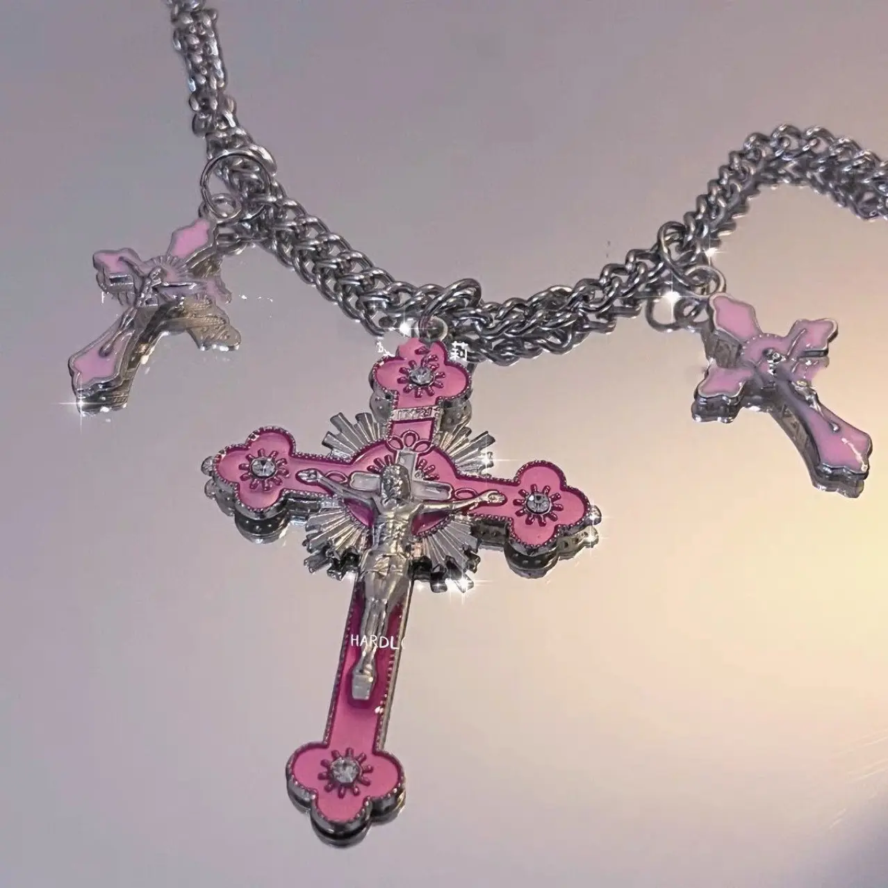 Hollywood Saints Cross Chain Pink