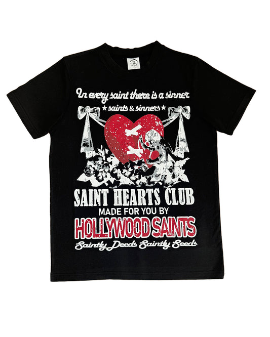 Hollywood Saints Broken Hearts Collection Black T Shirt