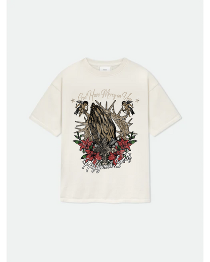 Hollywood Saints Praying Hands White T Shirt