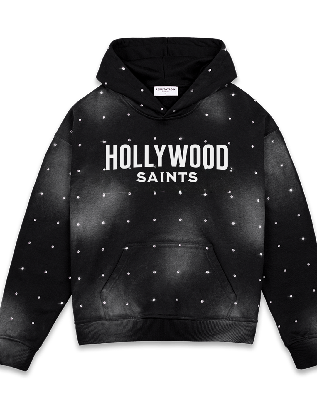 Hollywood Saints Black Rhinstones Hoodie