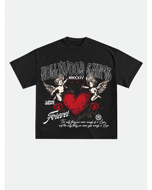 Hollywood Saints "Forever Love" Cherub Heart Graphic Tee
