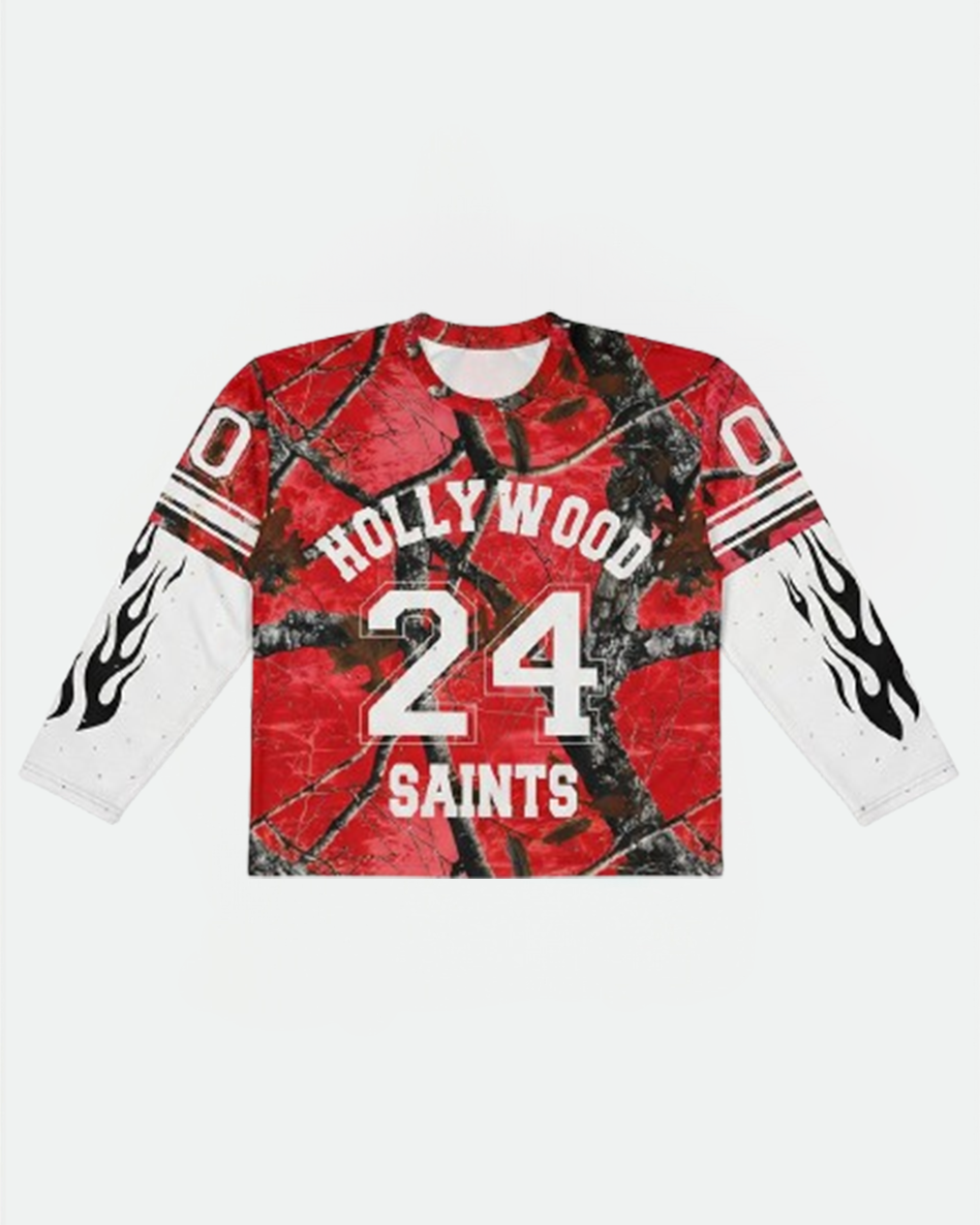 Hollywood Saints 24 Tribute Camo Flame Cropped Jersey