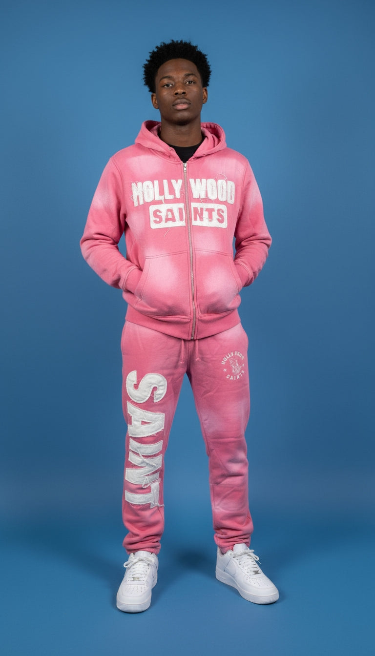 Hollywood Saints™ Sunfade Sweatpants – Frozen Pink
