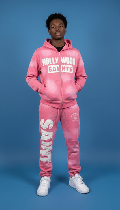 Hollywood Saints™ Sunfade Sweatpants – Frozen Pink