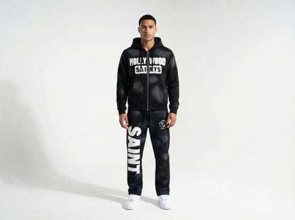 Hollywood Saints™ Sunfade Sweatpants – MidNight Black